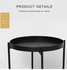 Light Luxury Nordic Style Round Coffee Table Sofa Side Table With double Layers Black Suitable For Living Room