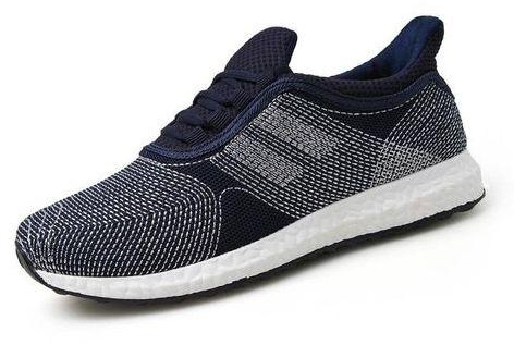 Tauntte Fashion Unisex Shoes Knitting Air Mesh Women Running Shoes Breathable Men Outdoors Sport Shoes (Dark Blue)