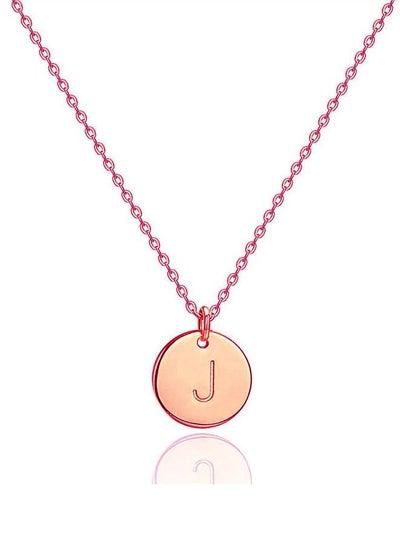 Women Casual Rose Gold Necklace With J Letter Pendant