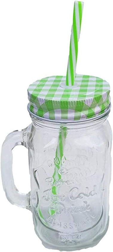 Glass Jar With Lid And Straw Shape May Vary