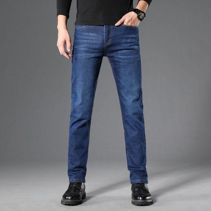Trendy Plain Men Quality Denim Jeans-Blue