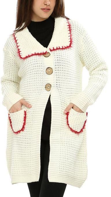 M.Sou Knitted Long Cardigan -Off White