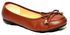 Lolo Fashion Ladies Pu Leather Flat Shoe With Bow Tie - Dark Brown