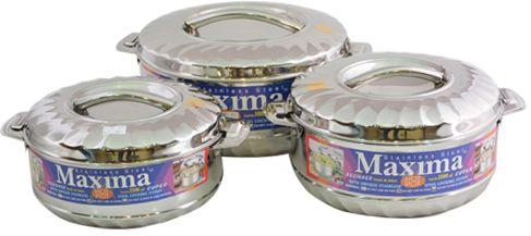 Maxima 3Pcs Hot Pot Set , Silver , Stainless Steel , Small
