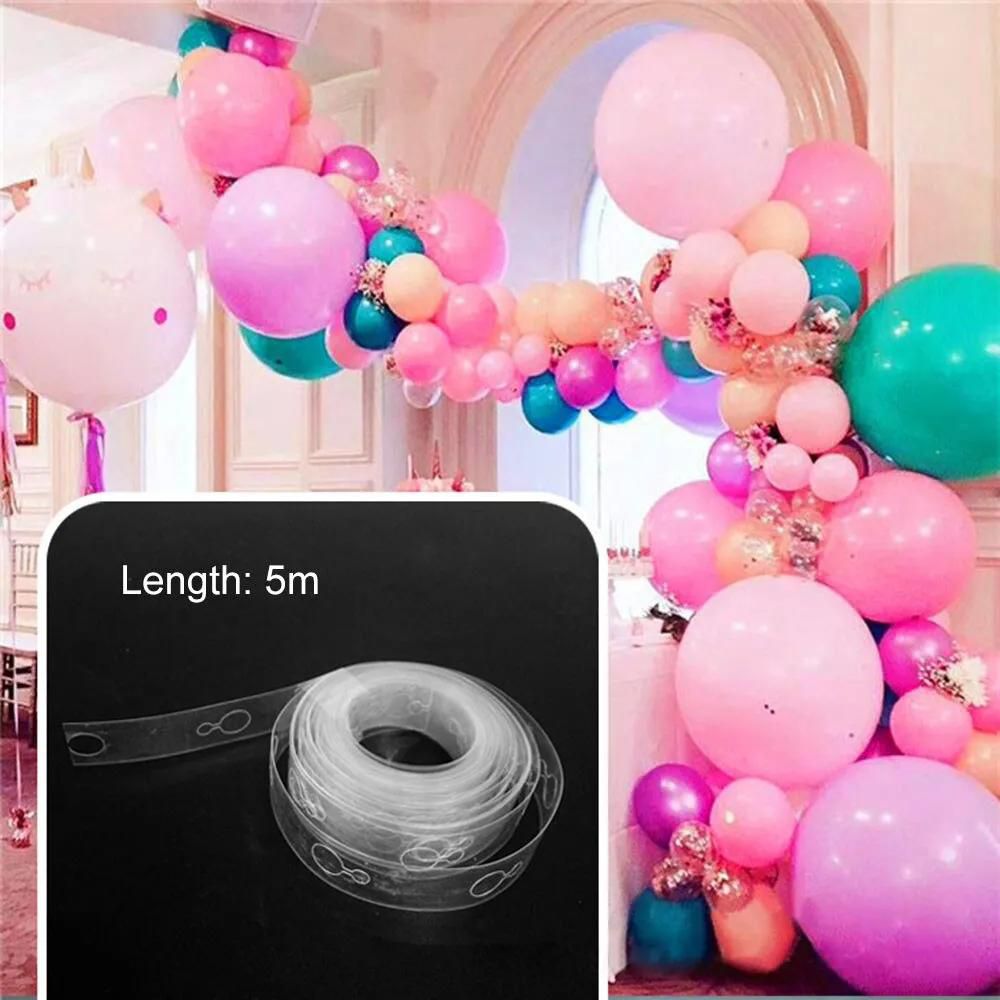 5M Plastic Transparent Balloon Chain Tape Ribbon Dot Wedding Party Birthday Transparent Balloon Holding Tools Home Decoration