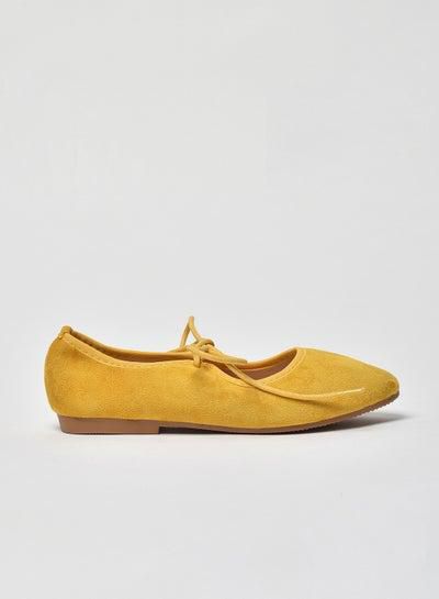 حذاء باليرينا مسطح بنمط مصبوغ أصفر