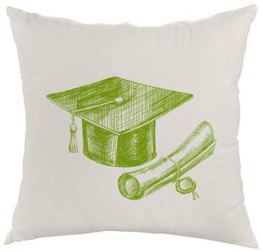 Graduation Day Logo Printed Cushion Cover Green/White 40 x 40centimeter