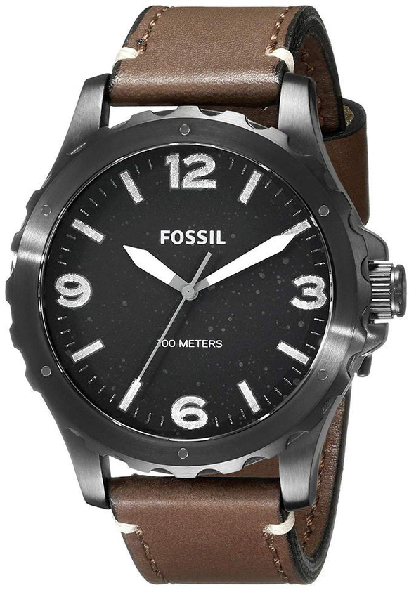 Fossil Men's JR1450 Nate Stainless Steel Watch With Brown Leather Band