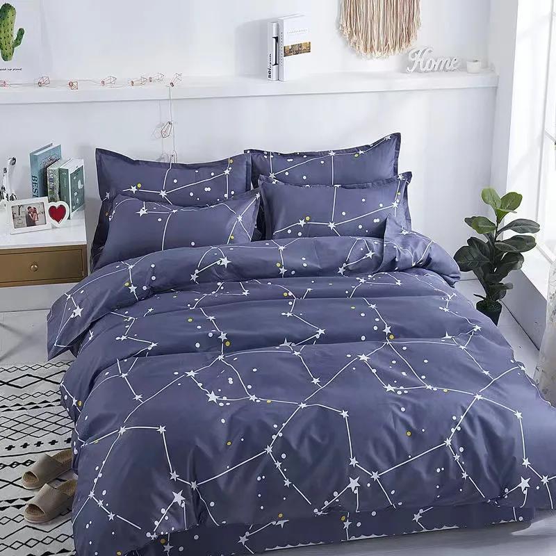 New Arrival 4 Pieces Bedding Sets<without Duvet> duvet cover Blue starry sky (2 Pillow Covers +1 Duvet Cover +1 Bed Sheet) without Duvet