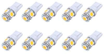 10 Pack DC12V 1W 5 LED Car Light Bulb Warm white 10.00*1.10*8.00cm