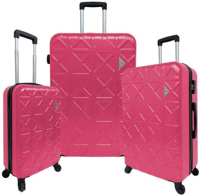 Travel Plus, Triangle Set Of 3Pc Abs Luggage Trolley Case, Size 20/26/30 Inch, Rose Pink