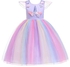 Princess Flared Style Mesh Detail Dress Multicolour