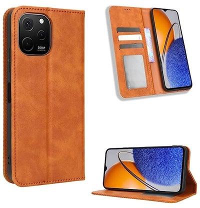 HuHa Case Cover Compatible For Huawei nova Y61 Magnetic Buckle Retro Texture Leather Phone Case Brown