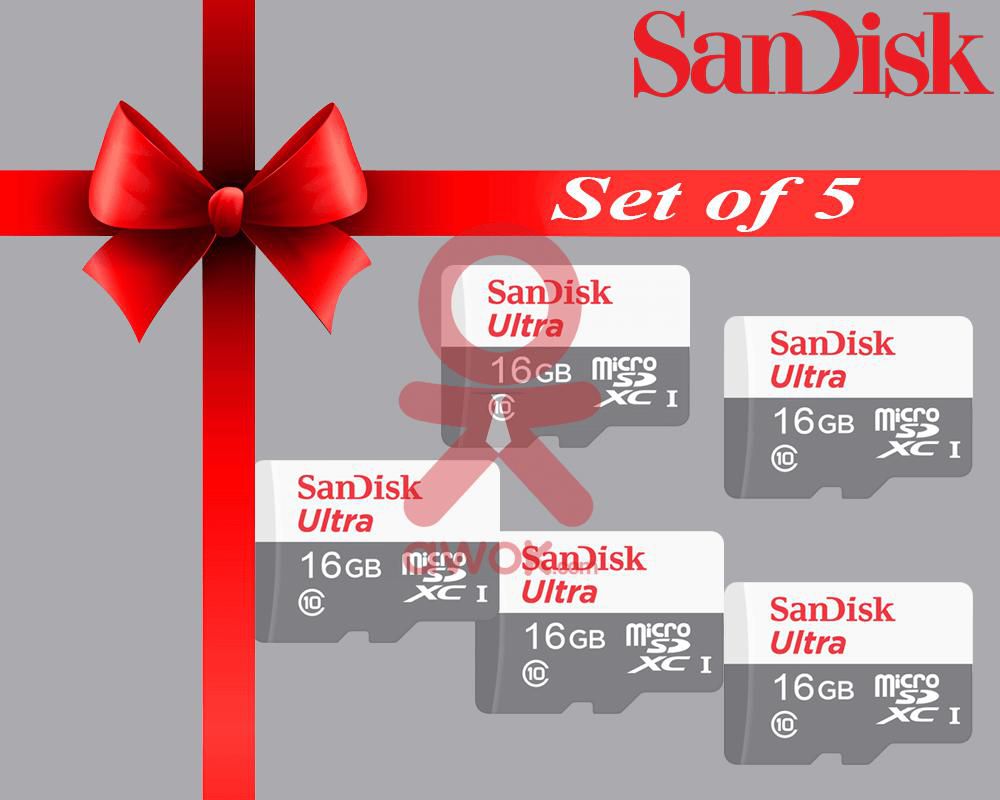 Sandisk Ultra 16GB Class 10 Micro SDHC Memory Card - Pack Of 5