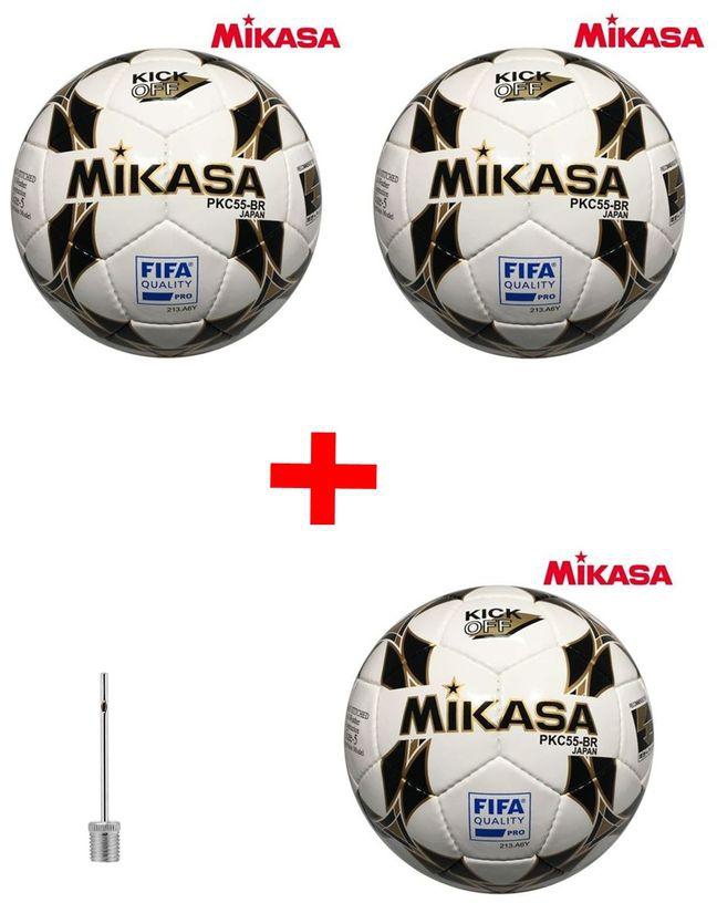 Mikasa 3pcs Size 5 Soccer Ball Black,Gold & White +Pin