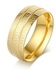Womans Ring of Stainless steel plated with 18 carat gold is decorated with stripes (size 7) NO.R62
