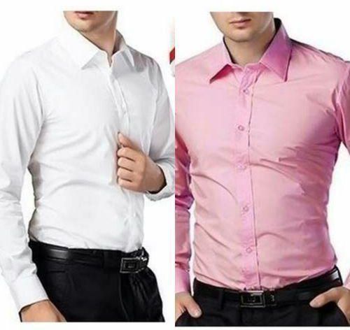 2-In-1 Classic Men's Formal Fit Shirts - White And Pink