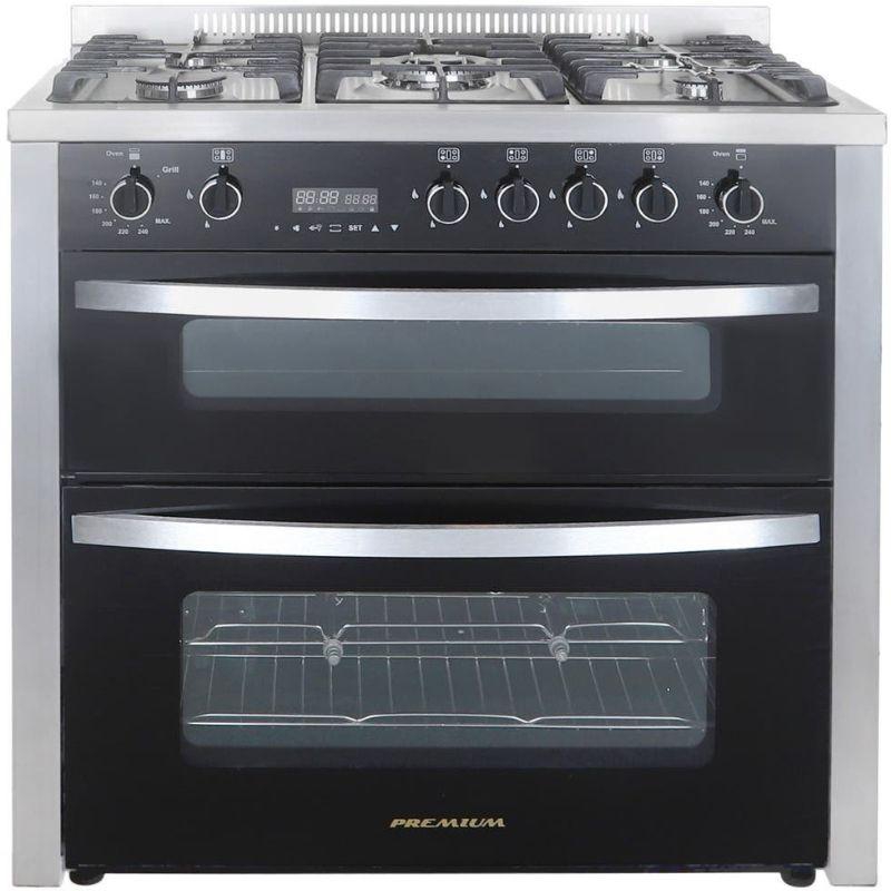 Premium Gas Cooker - 5 Burners - 60 x 90cm - Oven Fan - Black - PRM6090SS-1GC-511-IDSP-DV 