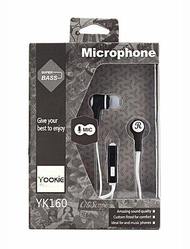 YooKie YK-160 Super Bass Earphones - White/Black