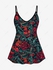 Plus Size Rose Bird Heart Flame Print Cami Top (Adjustable Shoulder Strap) - 6x