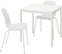 MELLTORP / LIDÅS طاولة وكرسيان - أبيض أبيض/أبيض أبيض ‎75x75 سم‏