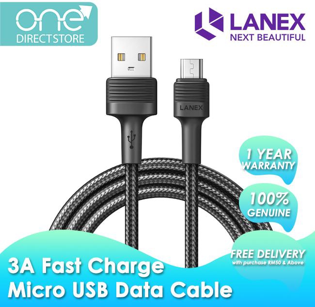 Lanex 3A USB to Micro USB Data Cable 1M - LTC N16M (Black -  Blue)