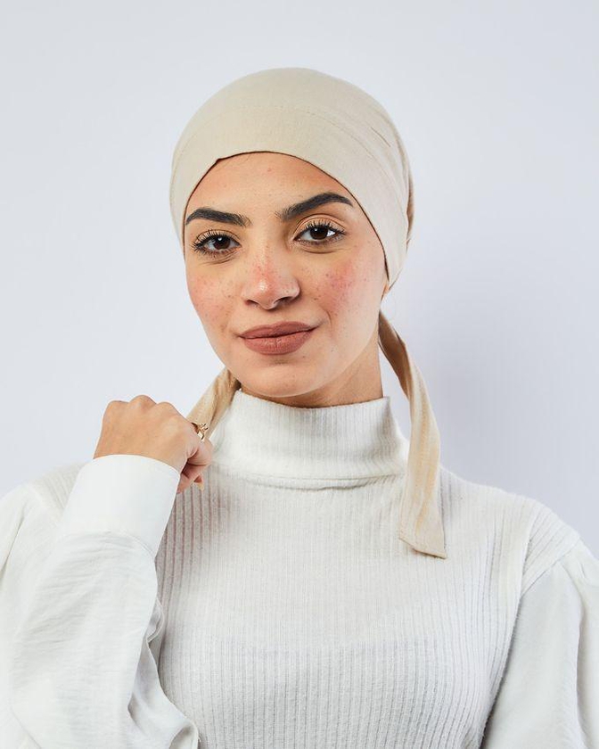 Tie Shop Cotton Bonnet With Ribbon -beige - Free Size
