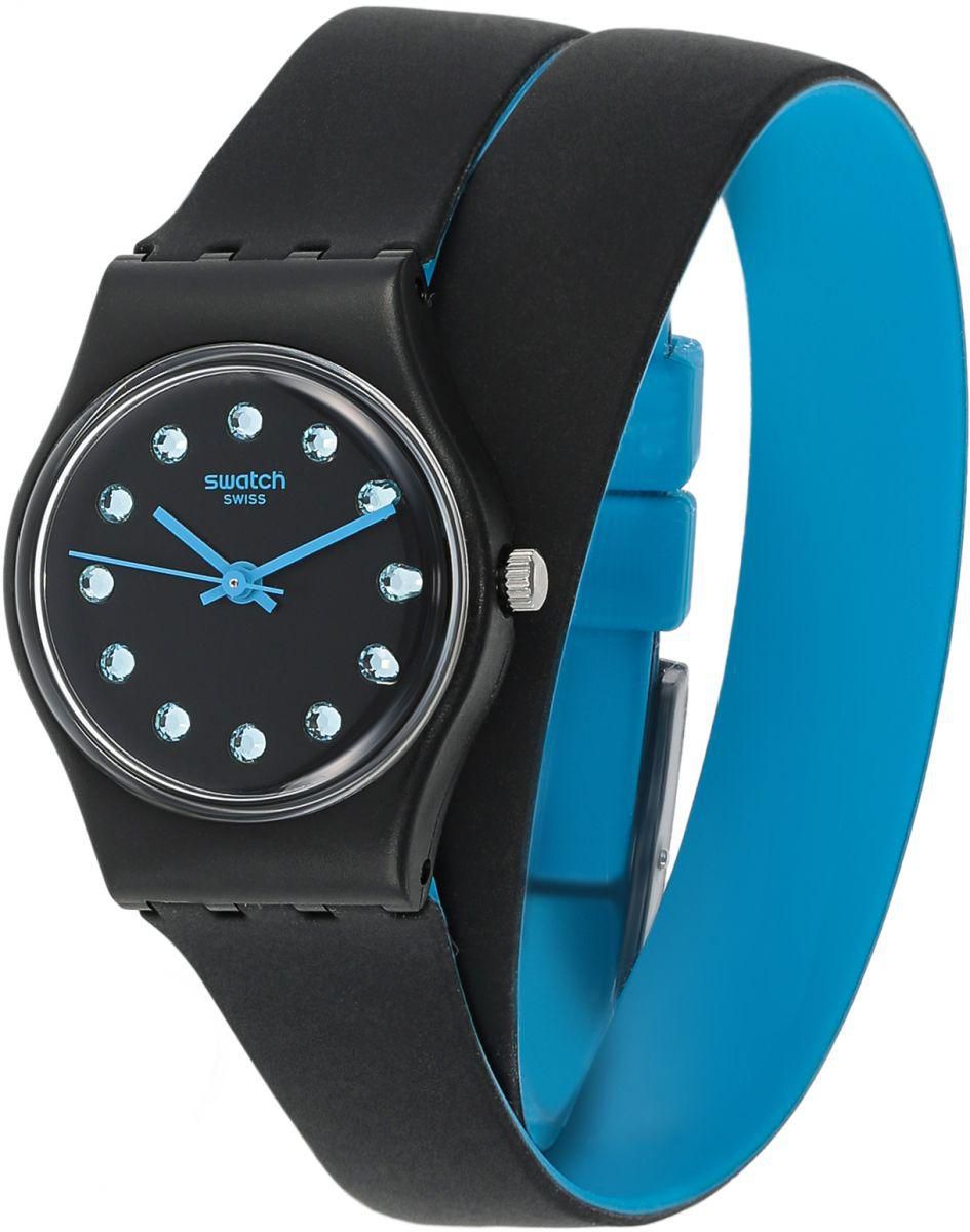Swatch Women's Black Dial Silicone Band Watch - LB179