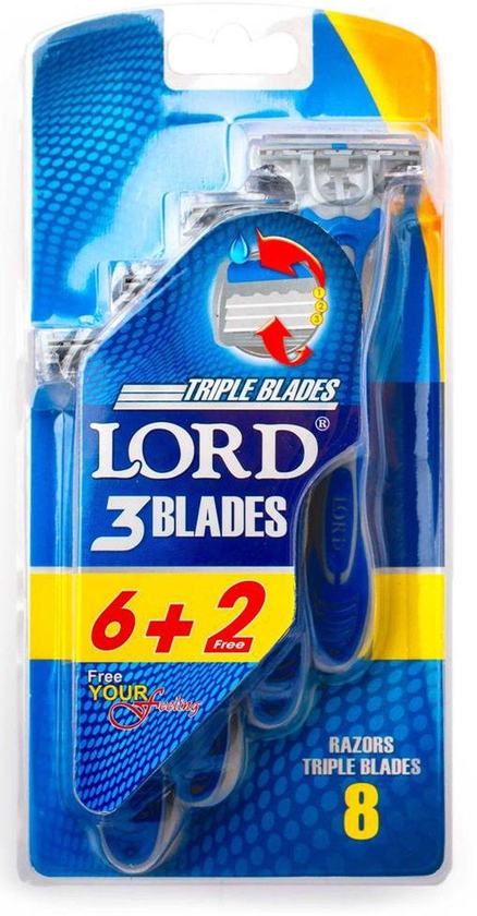 Lord 3 Blades Disposable Razors - 6 + 2 Pcs