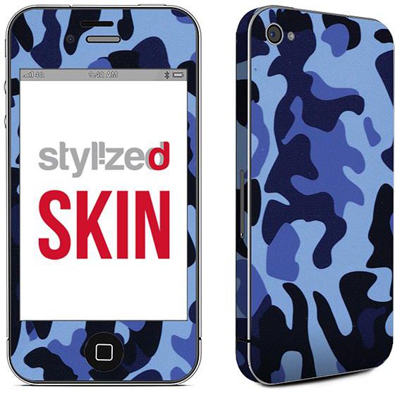 Stylizedd Premium Vinyl Skin Decal Body Wrap for Apple iPhone 4S - Camo Mini Blue Urban