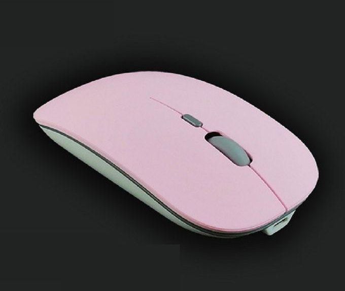 (2.4G Matte Pink)New 2.4G Wireless Mouse + Bluetooth 5.0 Two- Mode Mouse 1 WEF