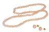 Vera Perla 18K Gold 3mm Pink Pearl Strand Necklace & 7mm Earrings - VP-0838