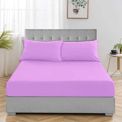 100% Cotton 800 Thread Count King Size(72"X84") Elastic Fitted Bed Sheet with 2PILLOW Covers, Bed Sheet FITS UP to 6" INCH DEEP ON Mattress, Pink Colour