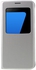 حافظة جلدية بنافذة للشاشة لهواتف سامسونج جالاكسي S7 ادج G935 - فضي