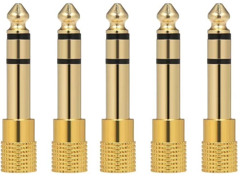 Mike Music 5Pcs Audio Jack Adapter 6.35mm Male 3.5mm Female Stereo Jack Convertor Plug For Microphone Headphone Amplifier