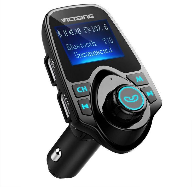 VicTsing Wireless In-Car Bluetooth FM Transmitter Car Kit Radio Adapter With 5V 2.1A USB Car Charger MP3 Player Read Micro SD Card and USB Flash Drive
