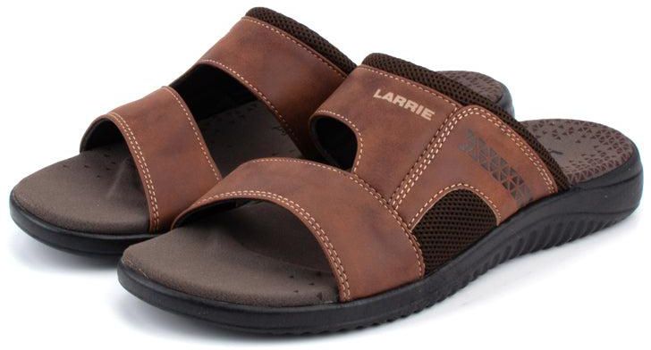 Larrie Men Open Toe Sandals Strap Sliders 6 Sizes (Brown)