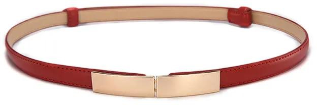 Fashion Belts For Women Skinny Metal Gold Buckle Waist Belt PU Leather Thin Belt Elastic Waistband Female Dress Accessories