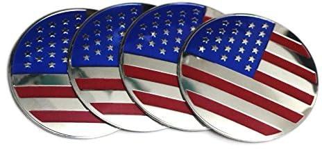 4X 56MM / 2.2" Aluminum US America Flag The Stars and The Stripes Wheel Center Hub Cap Emblem Stickers Badges for Universal