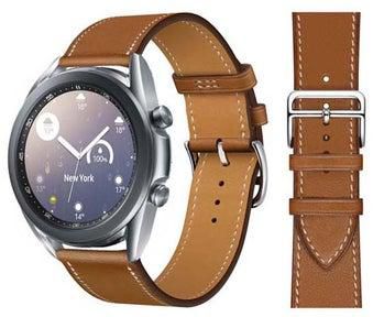 Genuine Leather Replacement Band For Samsung Galaxy Watch3 41mm Brown
