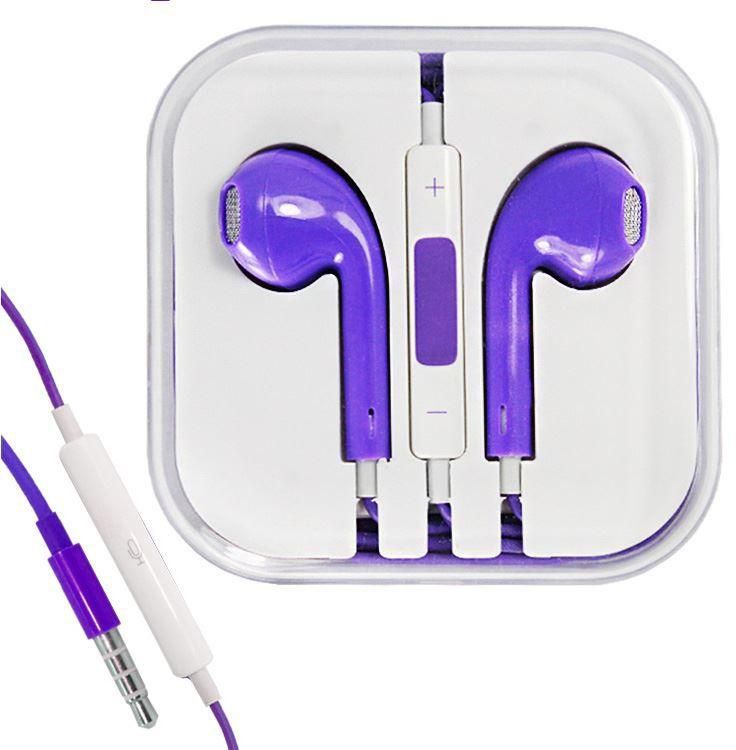 Purple Stereo Earpods Earbuds Headset with Mic / Remote for Apple iPad 3/2/1 iPhone 5/4S/4G/3GS iPod