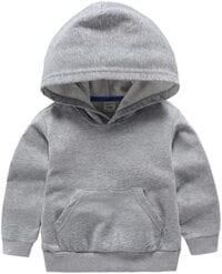 Baby Boys Girls Unisex Casual Hoodies Kids Plain Pocket Sweatshirt (GRAY, 10-11 Years)