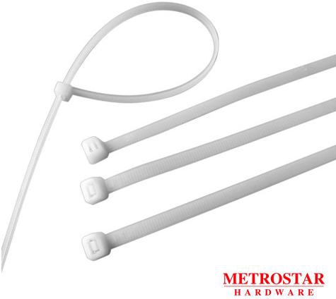 Metrostarhardware Full Nylon Cable Ties 100pcs - 6 Sizes (White)