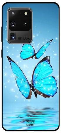 Skin Case Cover -for Samsung Galaxy S20 Ultra Light Blue Butterfly بنمط فراشة باللون الأزرق الفاتح