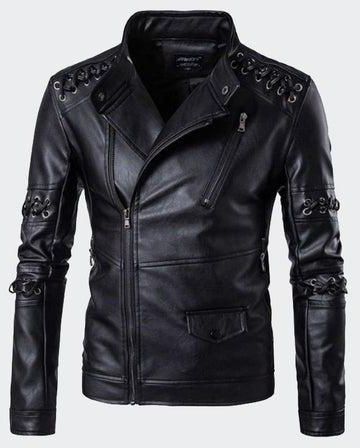 Long Sleeve Leather Jacket Black
