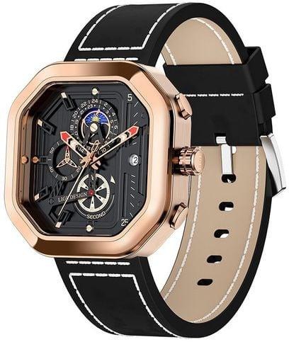 Lige Sporty Waterproof Quartz Men's Watch - Designer Watch - Black & Gold