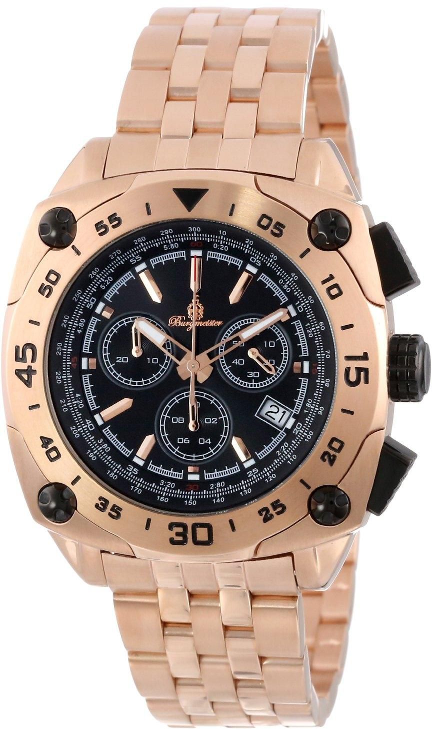 Burgmeister Mens Wien Stainless steel IP Rosegold Black Dial Chronograph