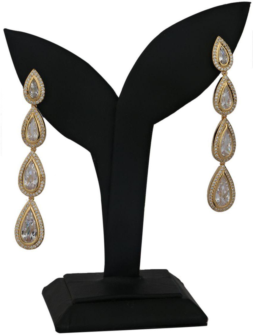 Women's Earrings, Gold Plated 2 pieces encrusted with crystals