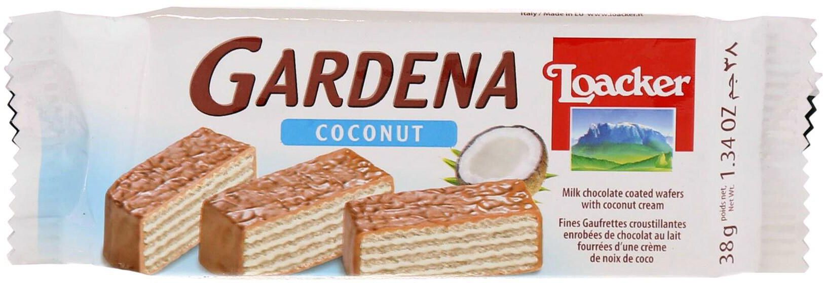 Loacker gardenia milk chocolate coated wafers with coconut cream 38 g
