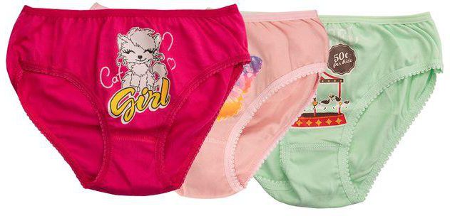 Forma Girls Lycra Brief Printed Pack 3 - Multicolor (Print may vary)
